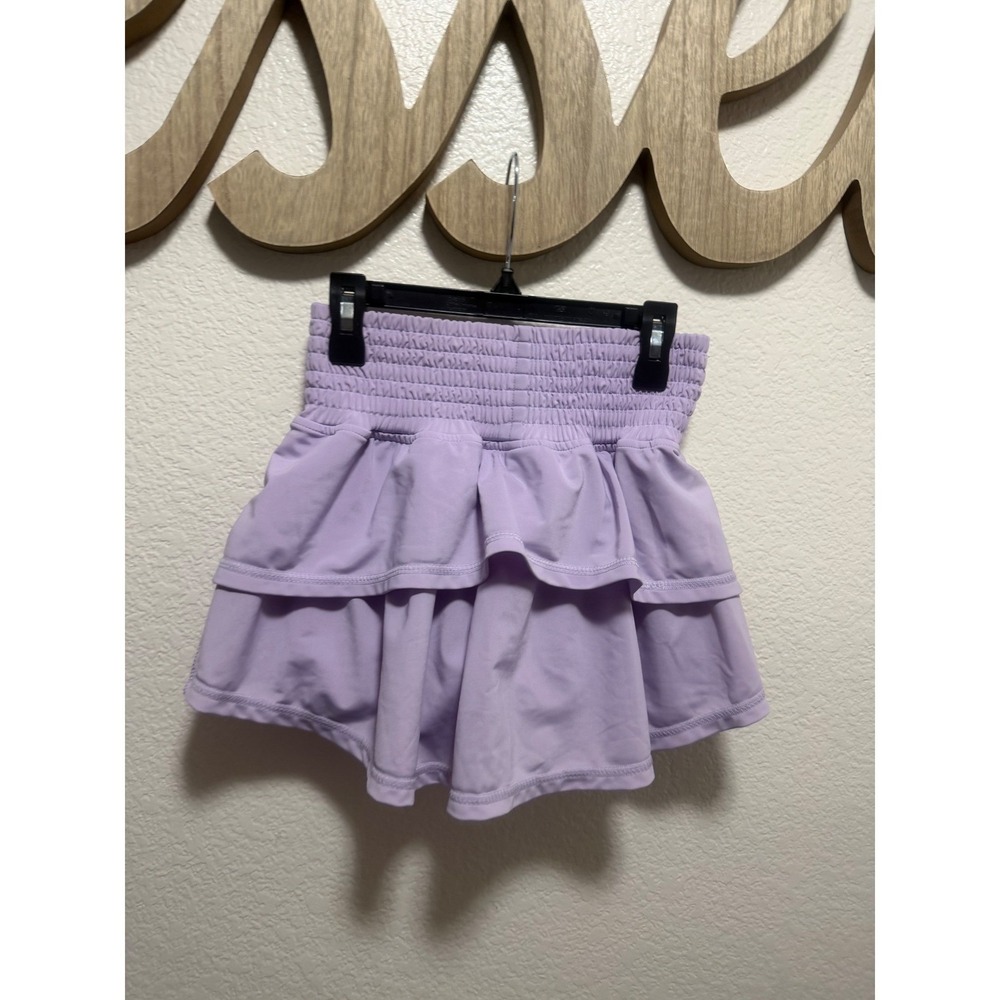 The Bubble Lavender Tiered Ruffle Athletic Skort Smocked Waist Purple Small